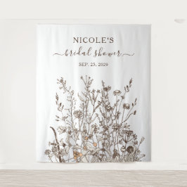 素朴な野生の花 秋のブライダルシャワー 背景 タペストリー