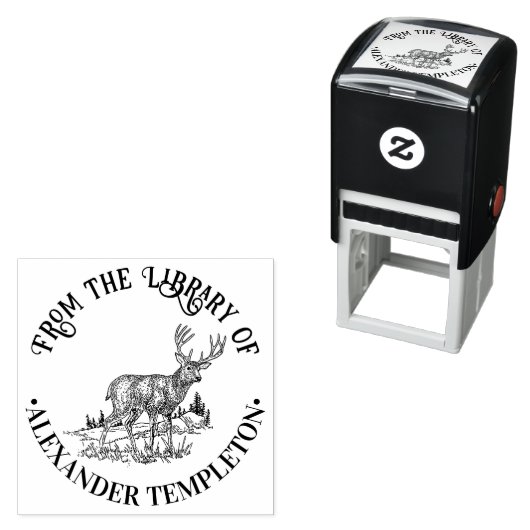 素朴な野生の鹿の図書館の本の名前 セルフインキングスタンプ (インサイチュ)