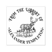 素朴な野生の鹿の図書館の本の名前 セルフインキングスタンプ (デザイン)