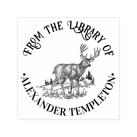 素朴な野生の鹿の図書館の本の名前 セルフインキングスタンプ (デザイン)