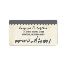 素朴な野生動物の結婚動物園の住所 シール