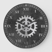 素朴な金属見るギアの柱時計 ラージ壁時計 (正面)