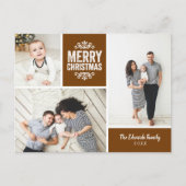 素朴な銅色のクリスマスおめでとう3枚の写真の コラージュ シーズンポストカード (正面)