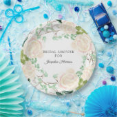 素朴な開花のブライダルシャワーの花のアイボリーのモモは上がりました ペーパープレート (パーティー)