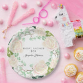 素朴な開花のブライダルシャワーの花のアイボリーのモモは上がりました ペーパープレート (パーティー)