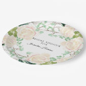 素朴な開花のブライダルシャワーの花のアイボリーのモモは上がりました ペーパープレート (アングル)