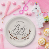 素朴な雄鹿の(雄ジカの)枝角のベビーシャワーのパーティー ペーパープレート (パーティー)