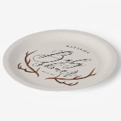 素朴な雄鹿の(雄ジカの)枝角のベビーシャワーのパーティー ペーパープレート (アングル)