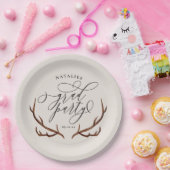 素朴な雄鹿の(雄ジカの)枝角の卒業パーティー ペーパープレート (パーティー)