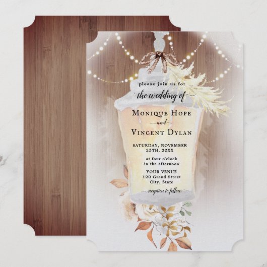 素朴な雪のランタン招待状 招待状 (正面/裏面)