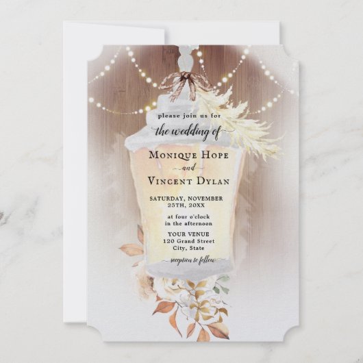 素朴な雪のランタン招待状 招待状 (正面)