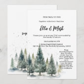 素朴な雪の松林の屋外ウェディング 招待状 (正面/裏面)