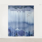 素朴な霧の松林のウェディングフォトバックドロップ タペストリー (正面)