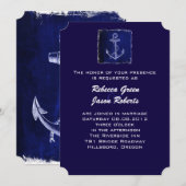 素朴な青いアンカーの海事結婚式招待状 招待状 (正面/裏面)