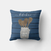 素朴な青い木の瓶 スプーン ファミリー キッチン デコレーション クッション (裏面)