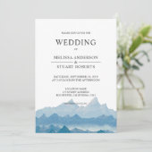 素朴な青い水彩画の山岳風景シリーズ 招待状 (スタンド正面)