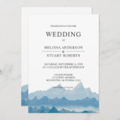 素朴な青い水彩画の山岳風景シリーズ 招待状 (正面/裏面)