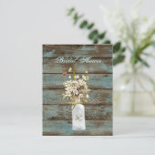 素朴な青い納屋の木の野草の国の結婚式 招待状 (スタンド正面)