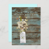 素朴な青い納屋の木の野草の国の結婚式 案内ポストカード (正面/裏面)