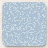 素朴な青のエレガントなロイヤルダマスクの渦巻き コースター (正面)