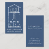 素朴な青写真の建築業者の大工の垂直 名刺 (正面/裏面)