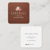 素朴な革の自家製名刺 スクエア名刺 (正面/裏面)