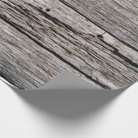 素朴な風化させた木製のビーチのパネル ラッピングペーパー (角)