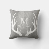 素朴な風化させた灰色の木製の白いシカの(雄ジカの)枝角 クッション (裏面)