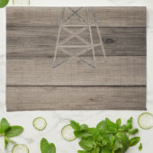 素朴な風化した木製のカントリー風車 キッチンタオル (折り畳み)