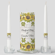 素朴な風化した白い木の花嫁と新郎のひまわり