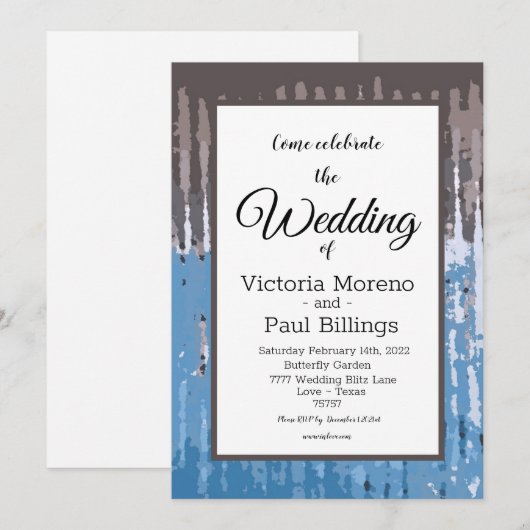 素朴な風化 / ブラウン ブルー 招待状 (正面/裏面)