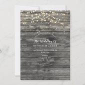 素朴な風合いが漂うグレーウッドのストリングライト ウェディング 招待状 (正面)