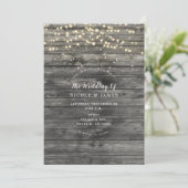素朴な風合いが漂うグレーウッドのストリングライト ウェディング 招待状 (スタンド正面)