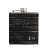 素朴な風合いが漂うブラックウッドの結婚式モノグラム フラスク (正面)
