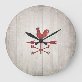 素朴な風見鶏(赤い) ラージ壁時計