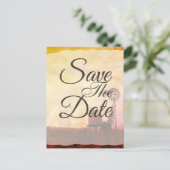 素朴な風車の田園ウェディング・セーブ・ザ・デート 案内ポストカード (スタンド正面)