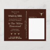 素朴な食事と飲み物 結婚式 ウシの頭蓋骨 案内ポストカード (裏面)