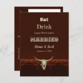 素朴な食事と飲み物 結婚式 牛の頭蓋骨 案内ポストカード (正面/裏面)