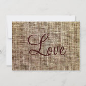 素朴な馬のバーラップのプリントの結婚式招待状 招待状 (裏面)