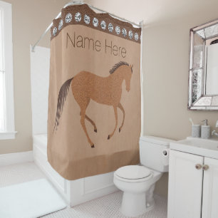 素朴な馬のフェイクな革Bathおよび家の銀 シャワーカーテン