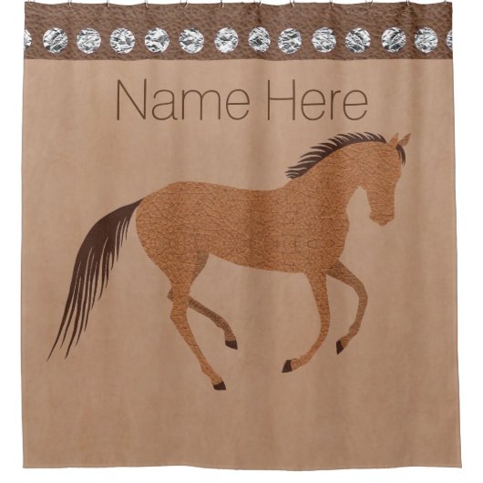 素朴な馬のフェイクな革Bathおよび家の銀 シャワーカーテン (正面)
