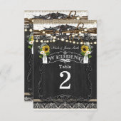 素朴な馬蹄と花のカントリー風テーブルナンバー 招待状 (正面/裏面)