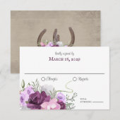 素朴な馬蹄と花の納屋の木の招待状 招待状 (正面/裏面)