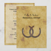 素朴な馬蹄の背景 ヴィンテージ風リハーサルディナー招待状 招待状 (正面/裏面)