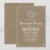 素朴な馬蹄ハートの麻の彩り リハーサルディナー 招待状 (正面/裏面)