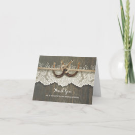 素朴な馬蹄形のレースウッドウェディング感謝カード サンキューカード