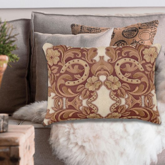 素朴な馬蹄形女性のカーボーイ西カントリーフローラ アクセントクッション