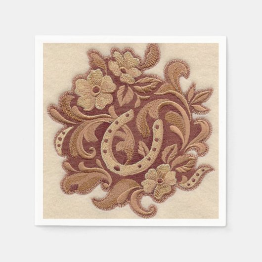 素朴な馬蹄形女性のカーボーイ西カントリーフローラ スタンダードカクテルナプキン (正面)