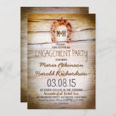 素朴な馬蹄用木材婚約パーティ 招待状 (正面/裏面)