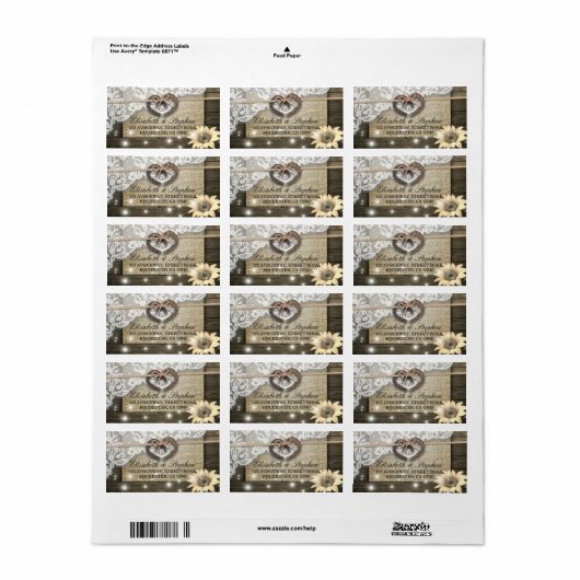 素朴な馬蹄 花嫁の衣装 サンフラワー ウェディング ラベル (フルシート)